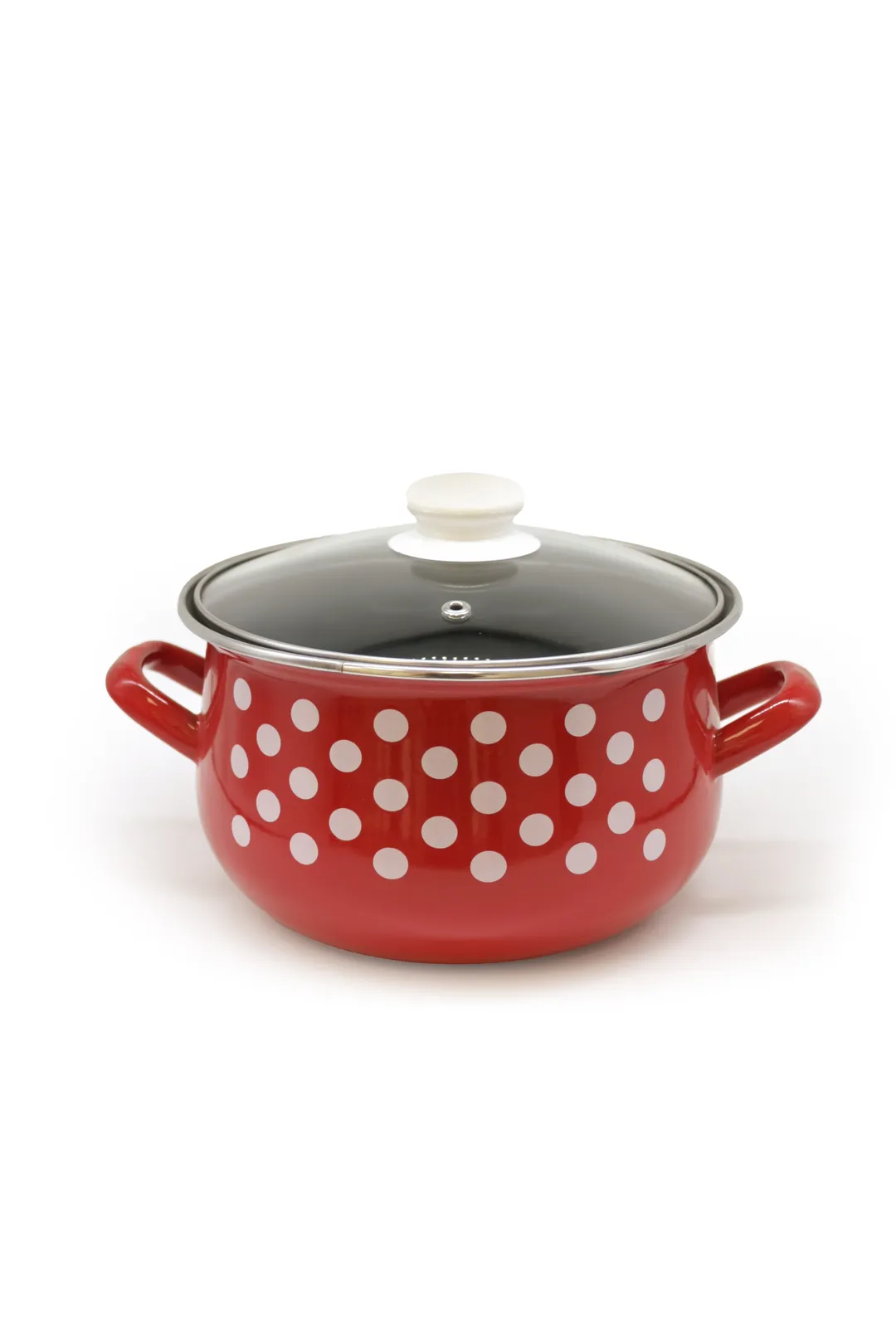 Crvena retro šerpa sa belim tufnama