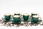 Emerald Rosé - Porcelanski set od 6 šoljica za kafu sa tacnama