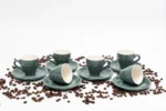 Nordic Teal - Set od 6 keramčkih šoljica za espresso sa tacnama