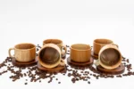 Amber Clay - Set od 6 keramičkih šoljica za kafu sa drvenim podmetačima - Slika 2