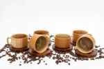 Amber Clay - Set od 6 keramičkih šoljica za kafu sa drvenim podmetačima - Slika 3